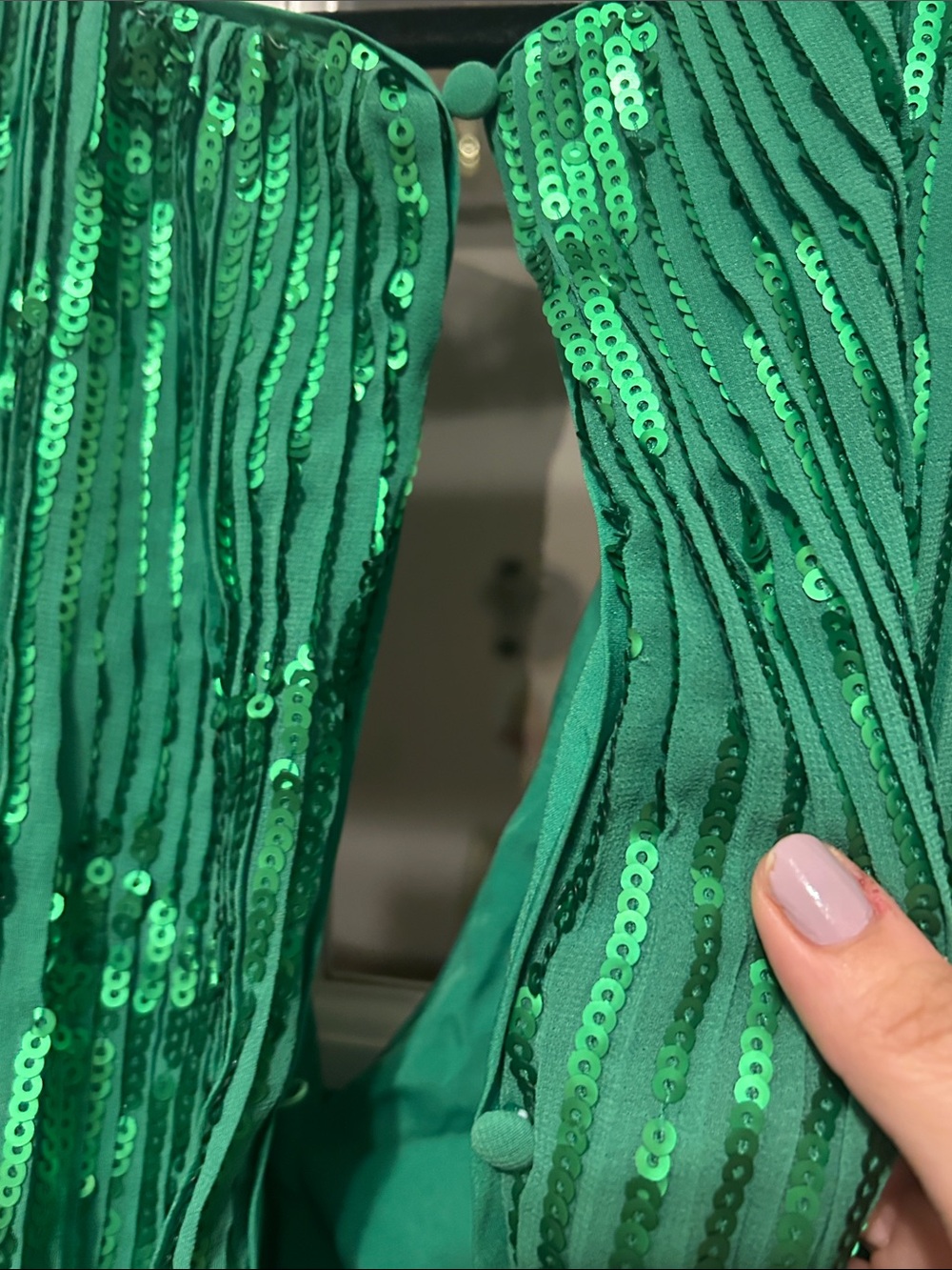 ASOSO Green Sequin Pleated Cocktail Dress - Picture 10 of 11
